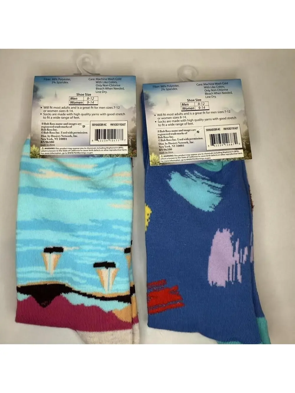 Bob Ross 3D Fuzzy Hair Crew Socks Bundle 2 Pairs Retro Novelty NWT